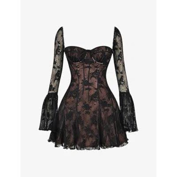 House Of Cb Analissa Long Sleeve Lace Minidress